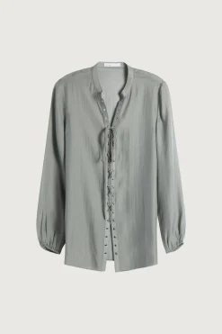 LACE-UP CHIFFON BLOUSE