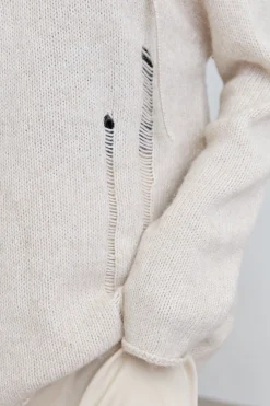 LACE-UP DISTRESSED SWEATER