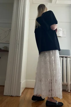 LAYERED LACE MIDI SKIRT