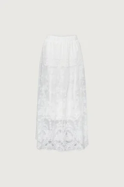 LAYERED LACE MIDI SKIRT