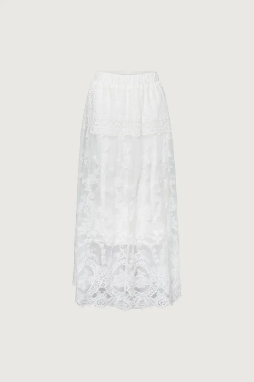 LAYERED LACE MIDI SKIRT