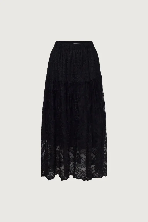 LAYERED LACE MIDI SKIRT
