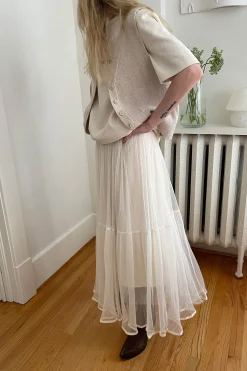 LAYERED TULLE MIDI SKIRT