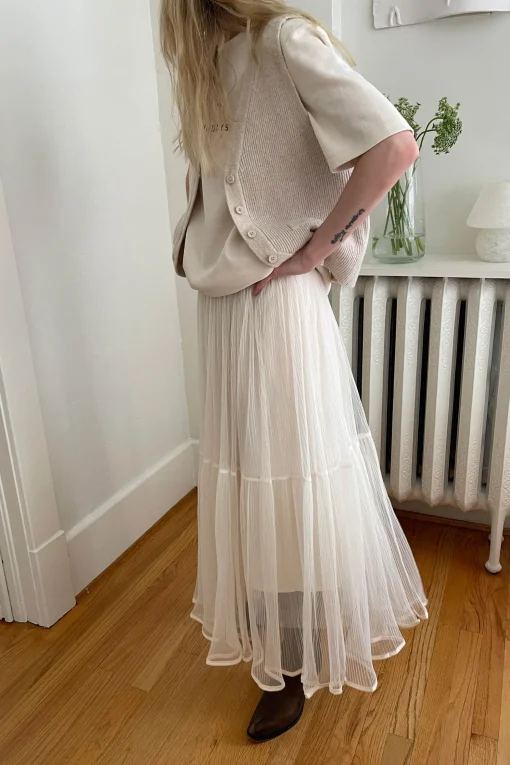 LAYERED TULLE MIDI SKIRT