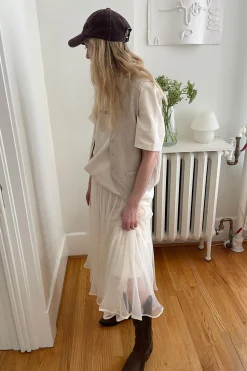 LAYERED TULLE MIDI SKIRT