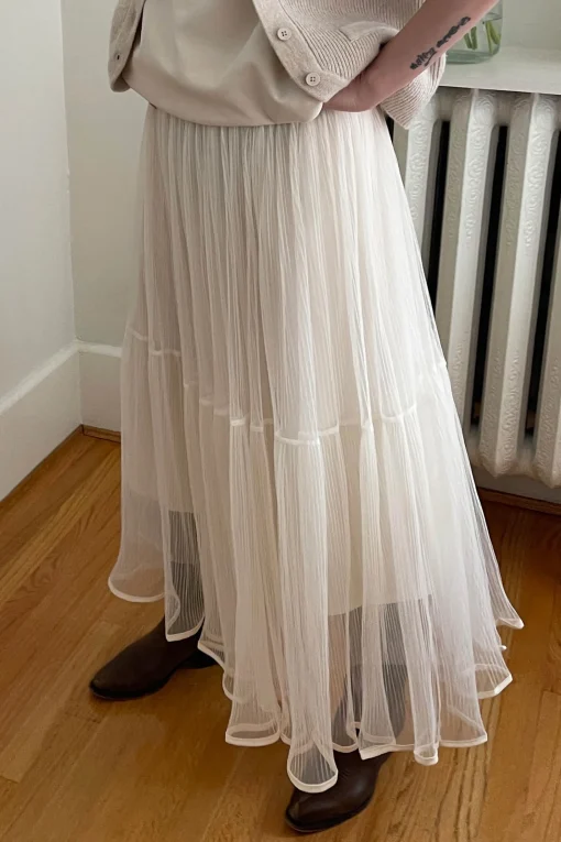 LAYERED TULLE MIDI SKIRT