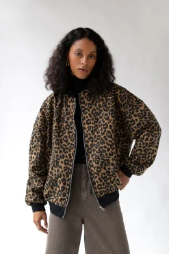 LEOPARD PRINT BOMBER JACKET