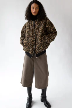 LEOPARD PRINT BOMBER JACKET