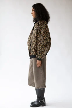 LEOPARD PRINT BOMBER JACKET