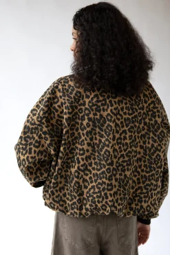 LEOPARD PRINT BOMBER JACKET