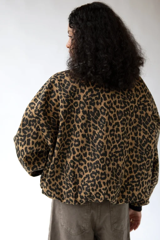 LEOPARD PRINT BOMBER JACKET