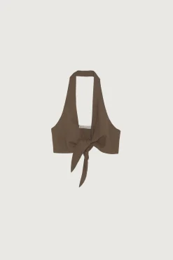 LINEN BLEND FRONT TIE TOP