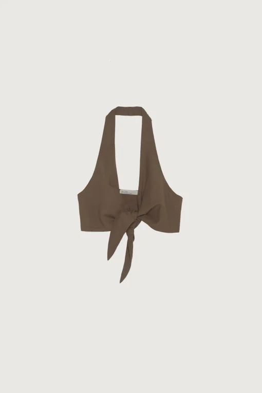 LINEN BLEND FRONT TIE TOP