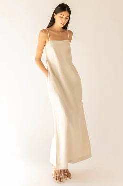 LINEN BLEND MAXI DRESS