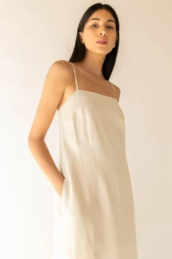 LINEN BLEND MAXI DRESS