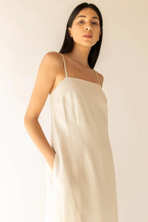 LINEN BLEND MAXI DRESS