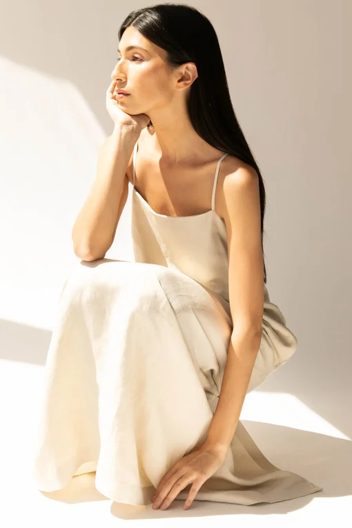 LINEN BLEND MAXI DRESS