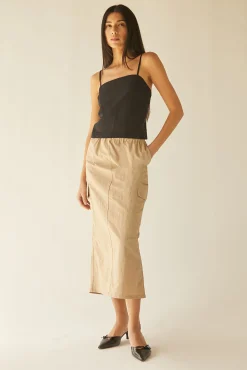 LINEN BLEND OPEN BACK TANK TOP