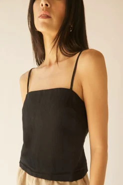 LINEN BLEND OPEN BACK TANK TOP
