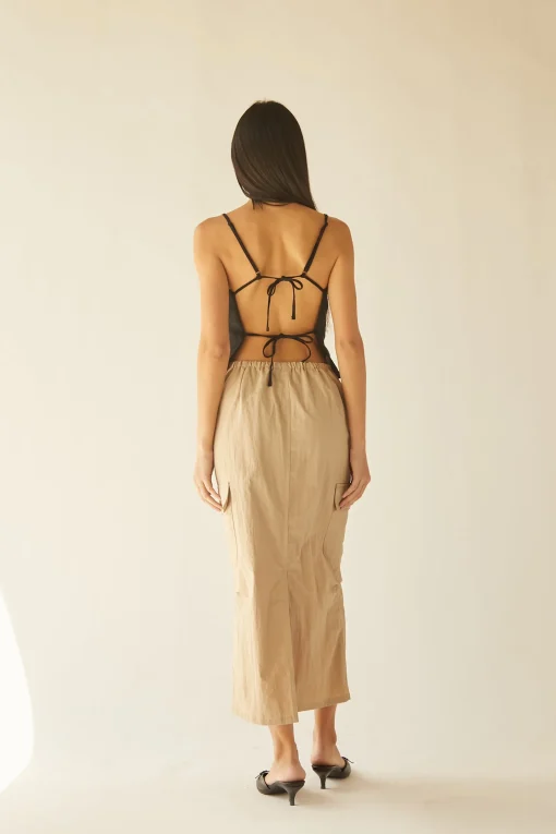 LINEN BLEND OPEN BACK TANK TOP