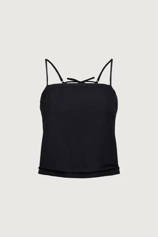 LINEN BLEND OPEN BACK TANK TOP