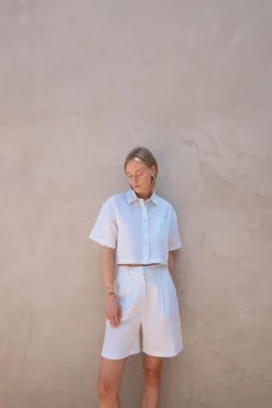 LINEN BLEND SHORT SLEEVE SHIRT