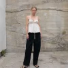 LINEN BLEND TIE FRONT TANK