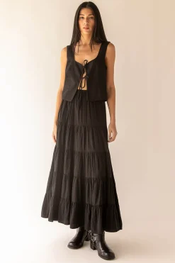 LINEN BLEND TIE FRONT TANK TOP