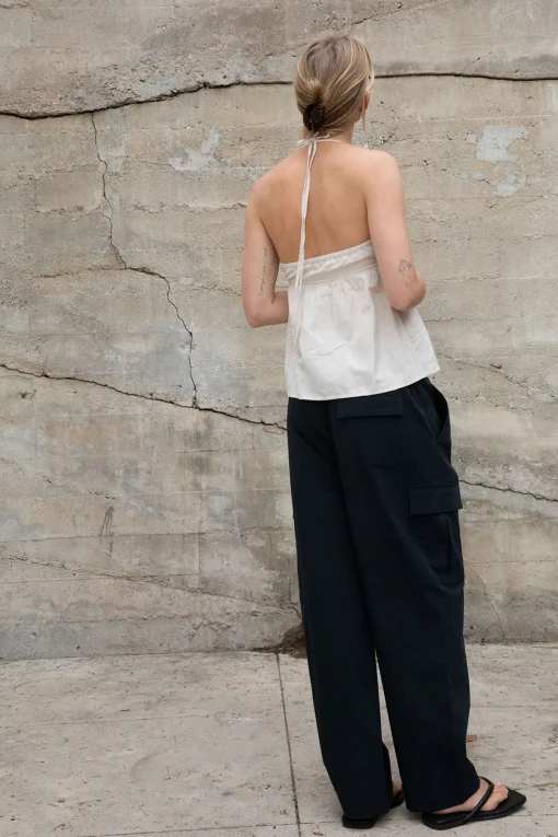 LINEN BLEND TIE FRONT TANK