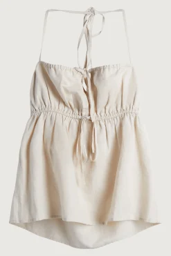 LINEN BLEND TIE FRONT TANK