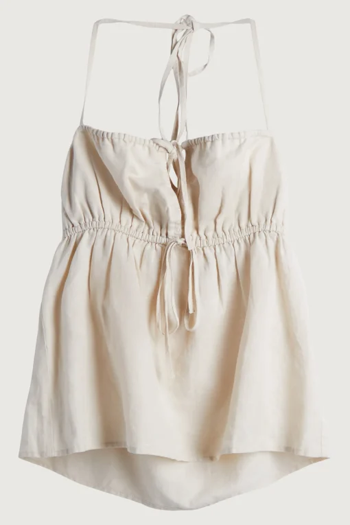 LINEN BLEND TIE FRONT TANK