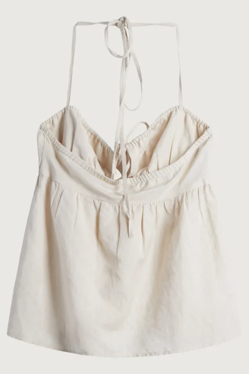 LINEN BLEND TIE FRONT TANK