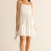 LINEN BLEND TIERED MINI DRESS