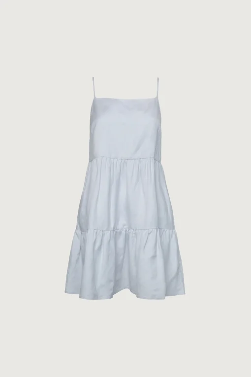LINEN BLEND TIERED MINI DRESS