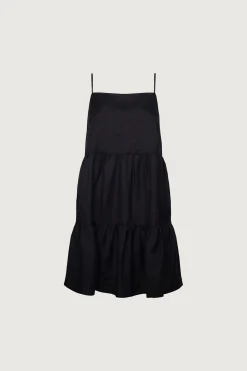 LINEN BLEND TIERED MINI DRESS