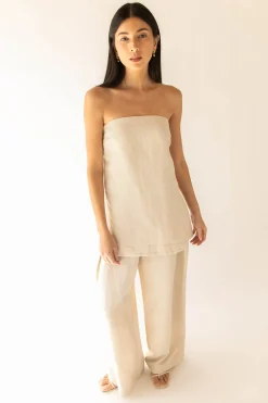 LINEN BLEND TUBE TOP