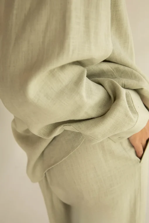 LINEN BLEND WIDE LEG PANT