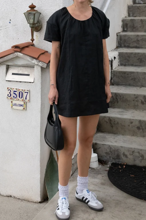 100% LINEN BOXY MINI DRESS