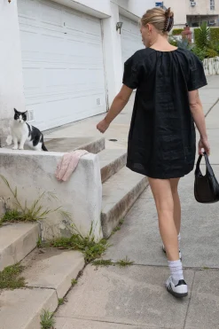 100% LINEN BOXY MINI DRESS