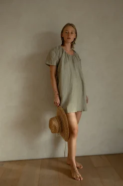 100% LINEN BOXY MINI DRESS