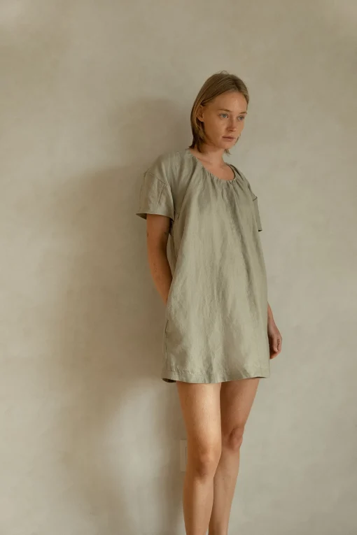 100% LINEN BOXY MINI DRESS