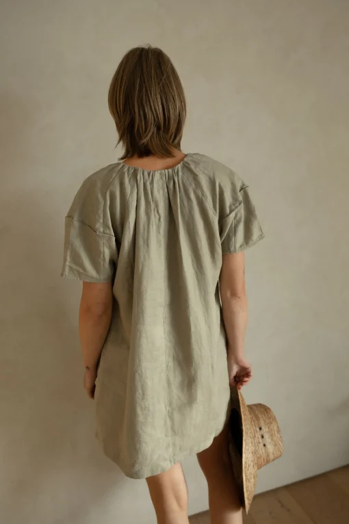 100% LINEN BOXY MINI DRESS