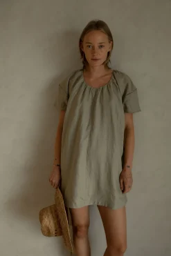 100% LINEN BOXY MINI DRESS