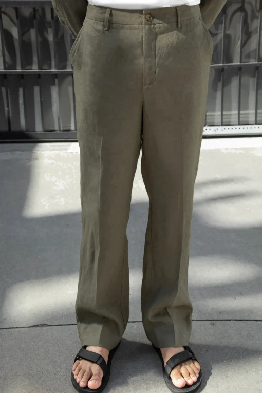 100% LINEN STRAIGHT LEG PANT