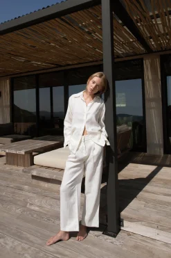 100% LINEN STRAIGHT LEG PANT
