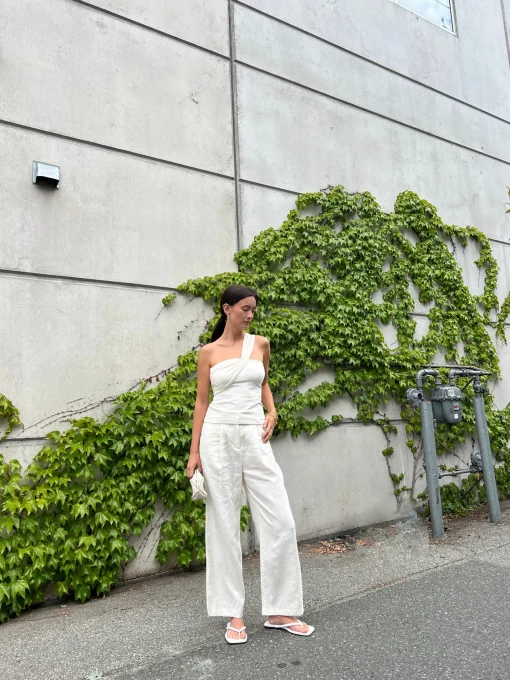 100% LINEN STRAIGHT LEG PANT