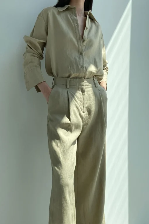100% LINEN STRAIGHT LEG PANT