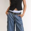 LONG CARGO DENIM SHORT