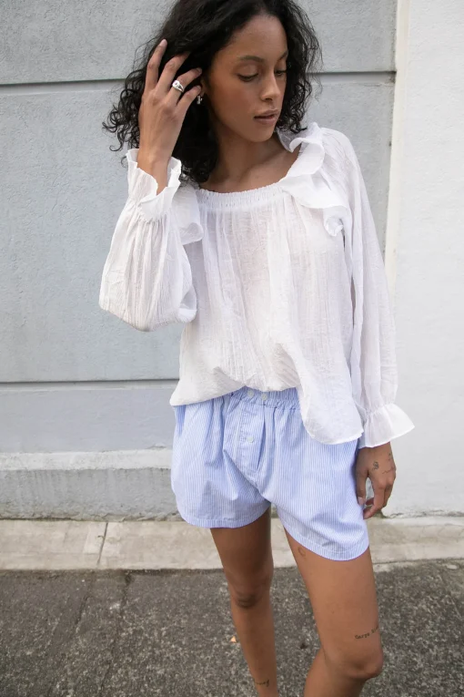 LONG SLEEVE RUFFLED BLOUSE