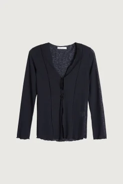 LONG SLEEVE TOP WITH FRONT TIES